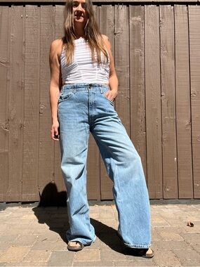 Ulla Johnson Wide Leg Jeans Womens 30 High Rise Full Length Clean Wash Designer